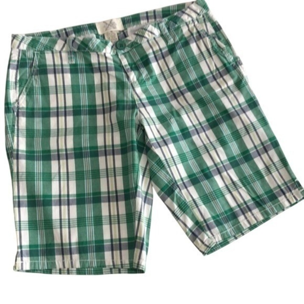 Ocean Drive Athletics Plaid Casual Summer Green Womens Shorts Size S